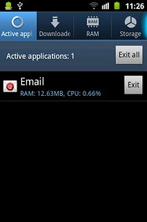 To end all applications:Press Exit all next to Active applications.