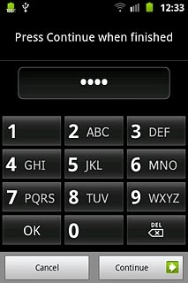 Key in the required phone lock code and press Continue.