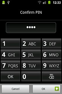 Key in the phone lock code again and press OK.