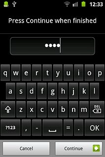 Key in the required phone lock code and press Continue.