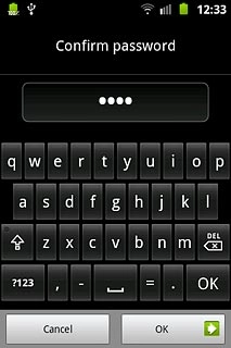 Key in the phone lock code again and press OK.