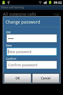 Press New password and key in a new barring password.