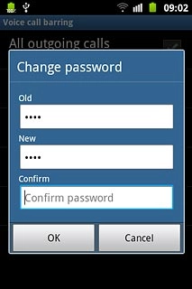 Press Cofirm password and key in the new barring password again.