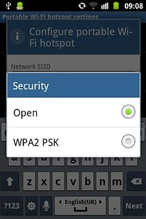 Press Open or WPA2 PSK.