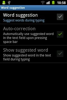 Press Word suggestion to turn the function on or off.