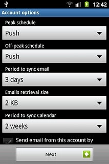 Press the drop down list below Period to sync email.
