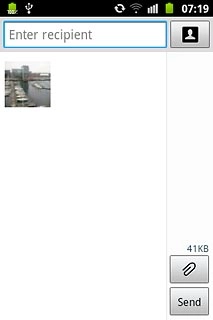 A picture message containing the picture or video clip is created.Press Enter recipient.