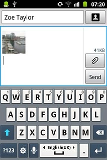Press the text input field.Write subject and text for your picture message.