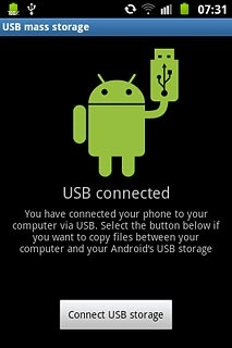 Press Connect USB storage.