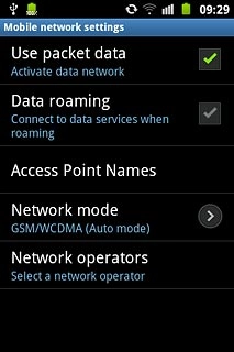 Press Data roaming to turn the function on or off.