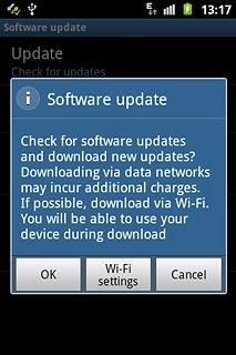 If required, press OK to confirm.If a new software version is available, it's displayed.Follow the instructions on the display to update your phone's software.