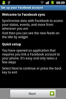 If you select a social network:Press Next.