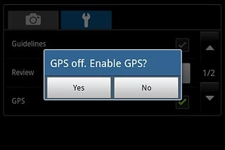 If required, press Yes to turn on GPS.