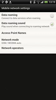Press Data roaming to turn data roaming on or off.