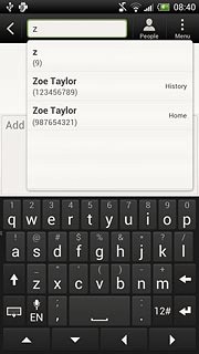 Key in the first letters of the required contact.Matching contacts are displayed.Press the required contact.