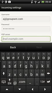 Press the field below POP server and key in the name or IP address of your email provider's incoming server.