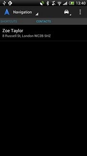 Slide your finger left on the display.Contacts with addresses are displayed.Press the required contact.
