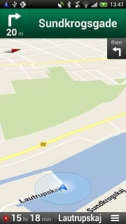 The travel time and your current position are displayed at the bottom of the display.Follow the verbal instructions or the instructions on the display to go to the selected destination.