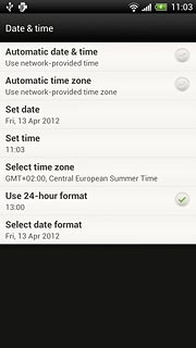 Press Automatic time zone to turn the function on or off.