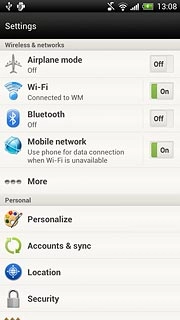 Press the field next to Bluetooth to select On or Off.