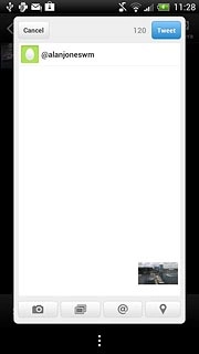 Key in a text for the picture.Press Tweet.