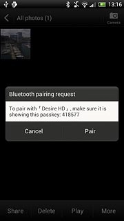 Check that the same access code is displayed on both devices and press Pair.You also need to accept the access code on the other device.The file is sent.