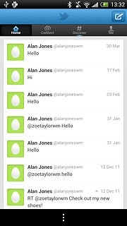 Press Home.You can find the status updates of your friends below their names.