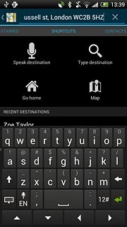 Key in the required destination and press enter.