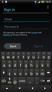 Press Email and key in the email address for your Google account.