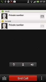 Your calls are displayed on a list and the call on hold is indicated by On hold.