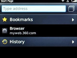 Highlight the address field and press the Navigation key.