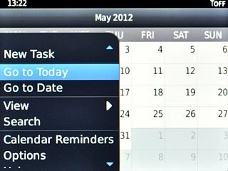 Scroll to Go to Today and press the Navigation key.