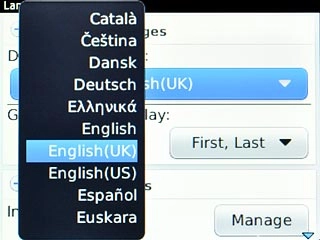Highlight the required language and press the Navigation key.