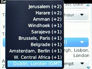 Highlight the required time zone and press the Navigation key.