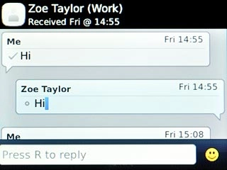 Highlight the required text message and press the Navigation key.