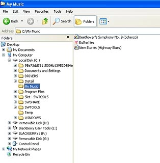 Go to the required folder in your computer's file system.
