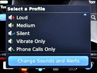 Scroll to Change Sounds and Alerts and press the Navigation key.