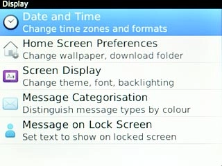 Scroll to Date and Time and press the Navigation key.