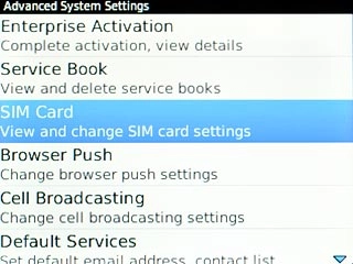 Scroll to SIM Card and press the Navigation key.