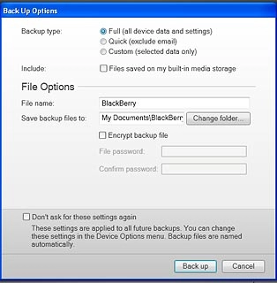 Click Back up to back up the phone memory.