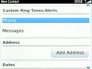 Scroll to Phone below Custom Ring Tones/Alerts and press the Navigation key.