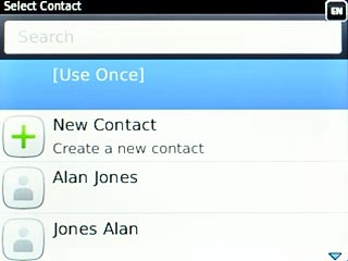 Scroll to [Use Once] and press the Navigation key.Key in +61414121121 