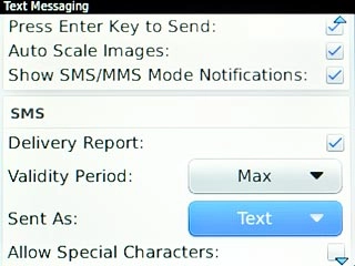 Scroll to Sent As and press the Navigation key.