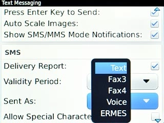 Scroll to Text and press the Navigation key.
