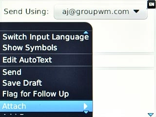 Scroll to Attach and press the Navigation key.