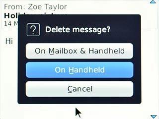 To keep a copy on the server:Scroll to On Handheld and press the Navigation key.