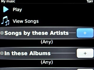 Highlight + next to Songs by these Artists, In these Albums or Of these Genres and press the Navigation key.Press the required artist, album or genre.