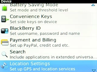 Scroll to Location Settings and press the Navigation key.