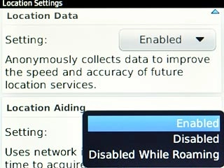 Highlight Enabled, Disabled or Disabled While Roaming and press the Navigation key.
