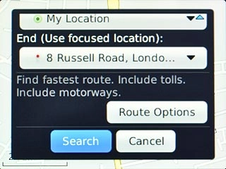 Scroll to Search and press the Navigation key.After a moment a description of the selected route is displayed.